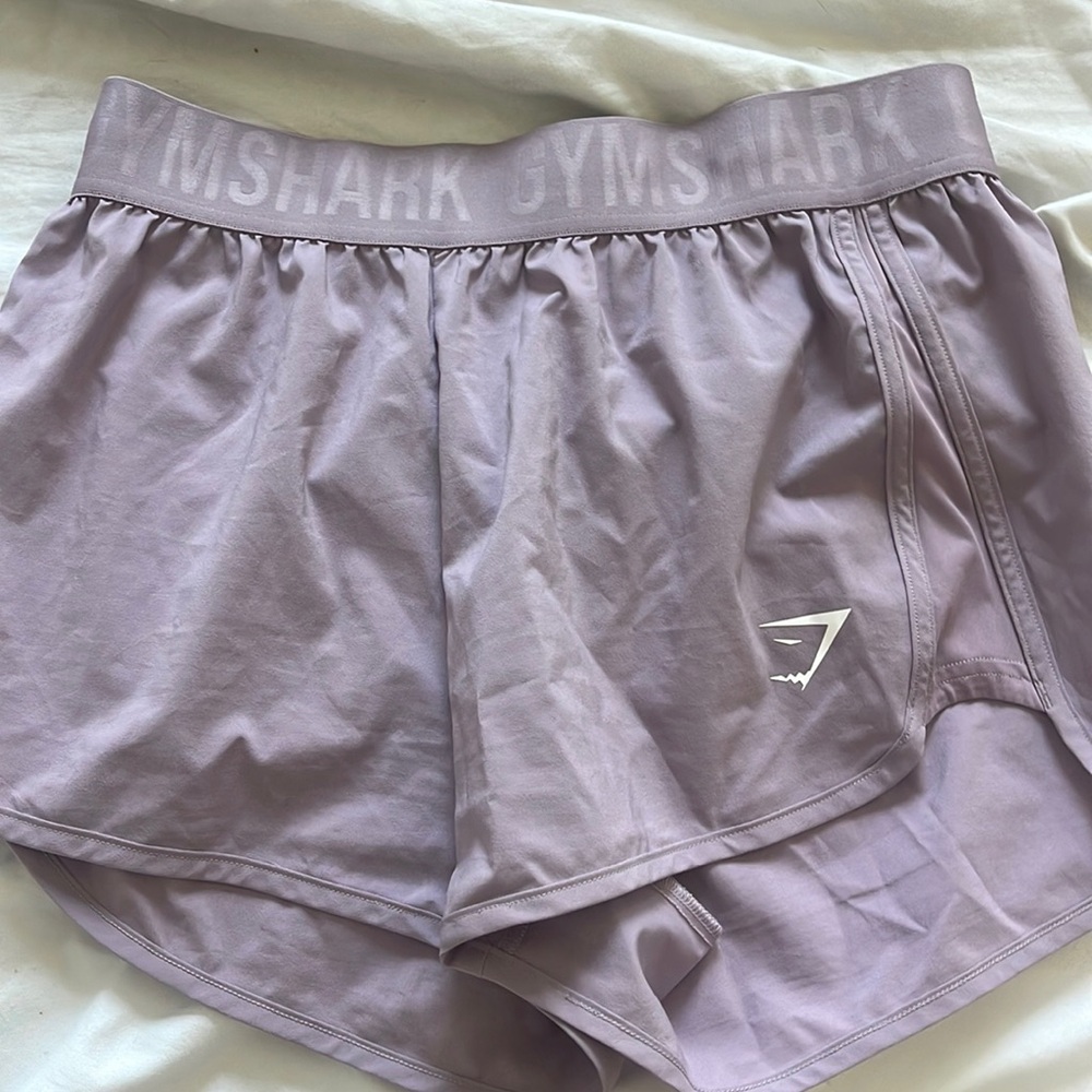 Purple gym shark shorts